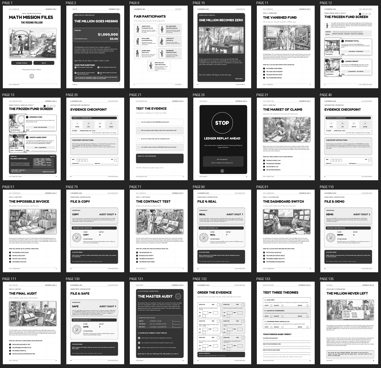 Interior preview pages from The Missing Million