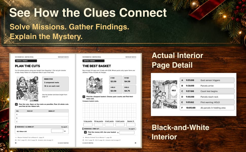 Interior preview pages from 24 Clues of Christmas
